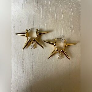 Spikey Gold & Crystal Star Earrings
